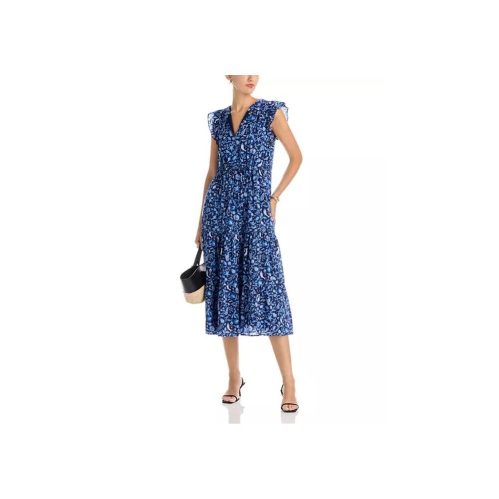 Vineyard Vines Abigail Women's Flutter Sleeve Midi Dress - Camila Navy XXL - Picture 5 of 7